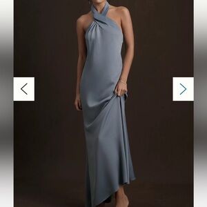 BHLDN twist halter satin gown